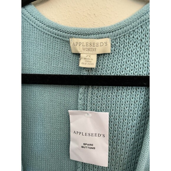 NWOT Appleseed's Woman's Cardigan Open Front Light Blue Long Sleeves Size  2X - Picture 4 of 6
